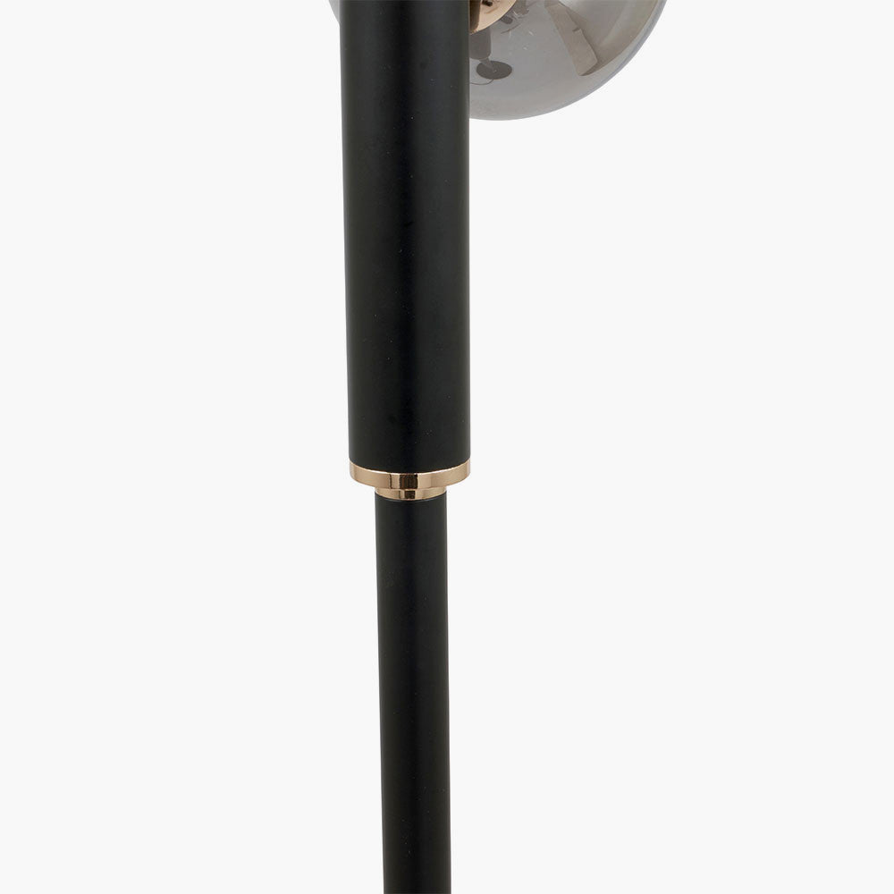 Blair Smoke Glass Ball & Black Metal Floor Lamp